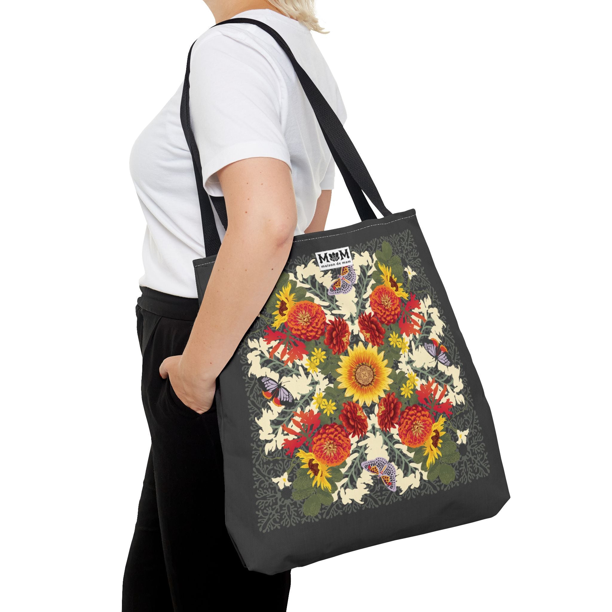 Flor de Fuego Market Tote Bag  ~ Autumn Green
