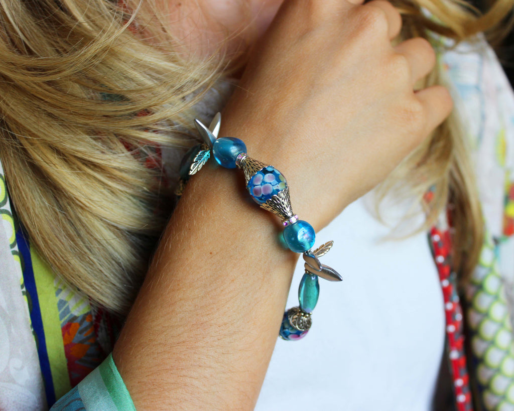 Laamu Mission Blue Vintage Mix Bead Bracelet