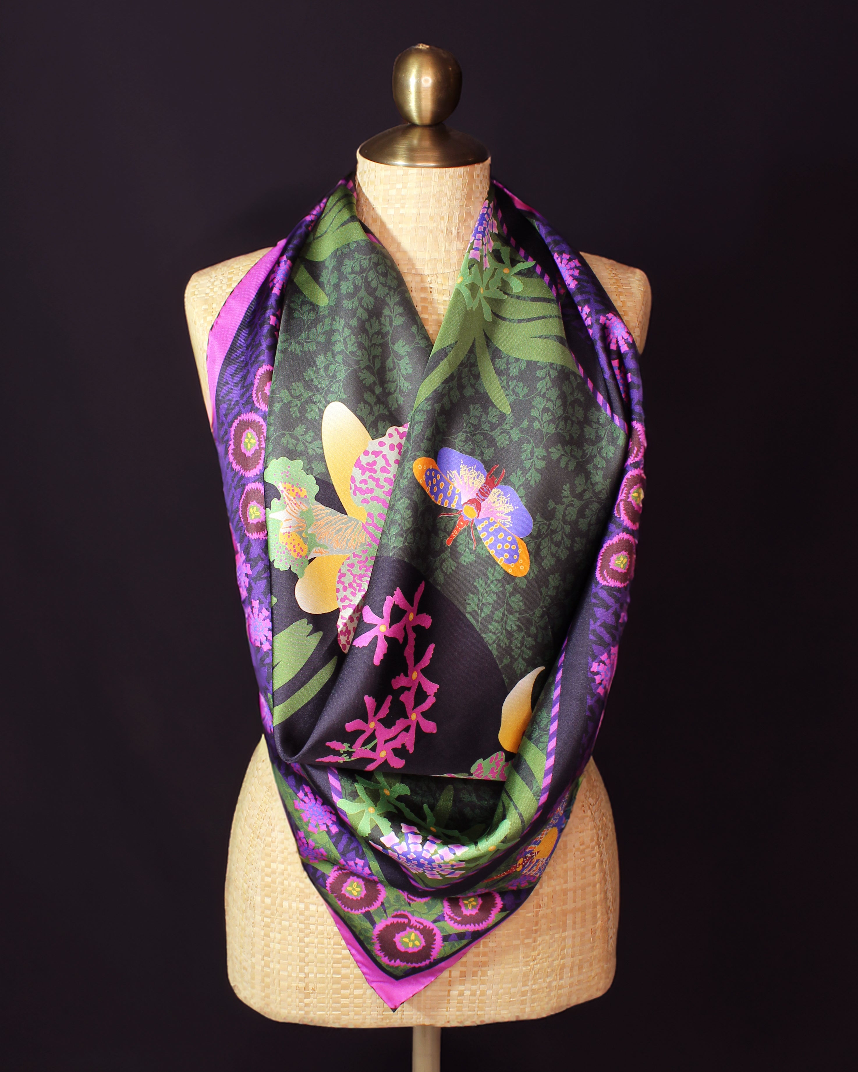 Trois Orchidées Mulberry Silk Scarf