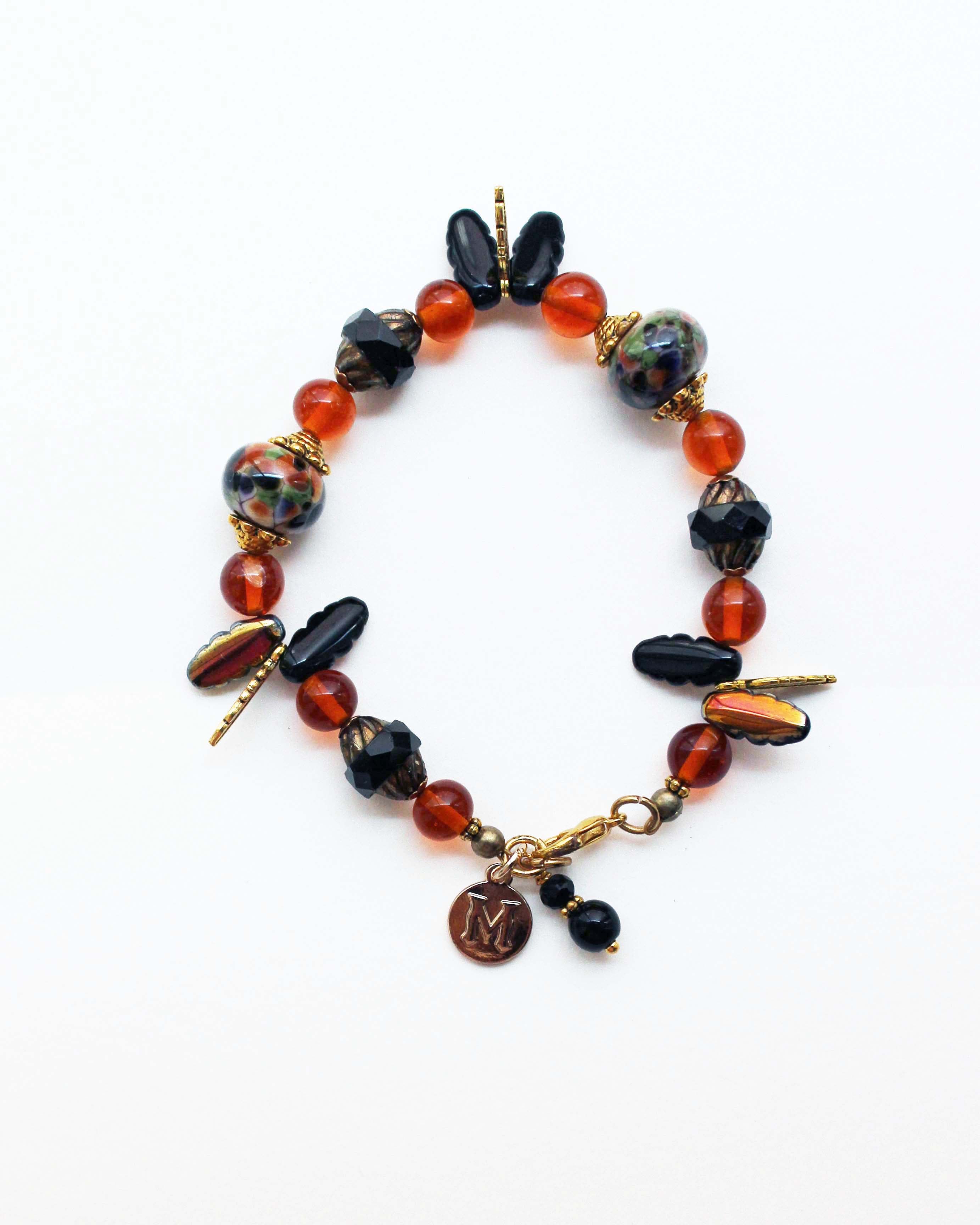 October Pumpkin Fest Vintage Mix Bead Bracelet
