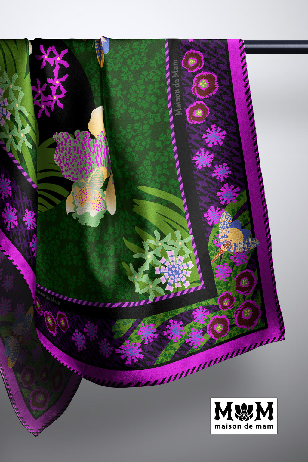 Trois Orchidées Mulberry Silk Scarf