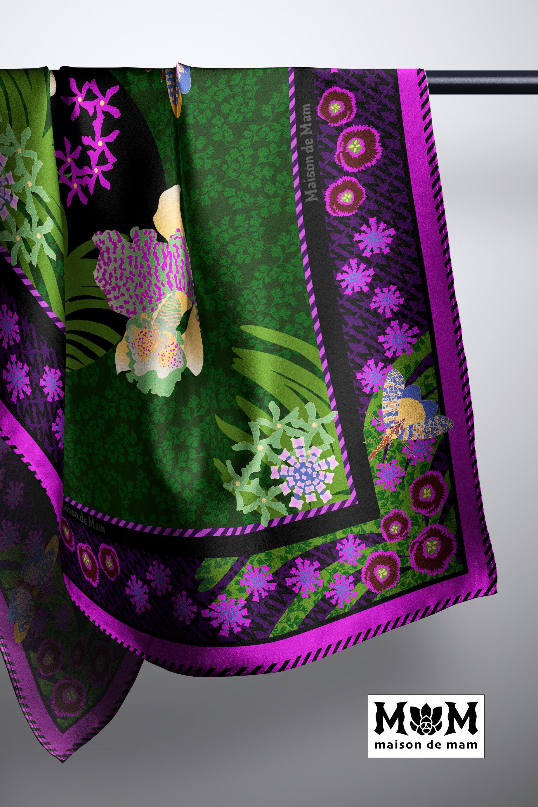 Trois Orchidées Mulberry Silk Scarf